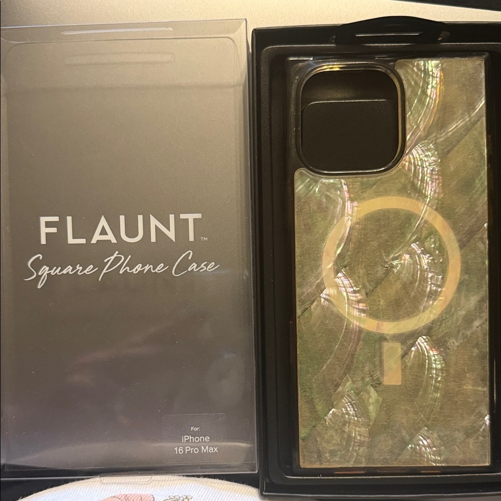 Flaunt Square Phone Case for iPhone 16 Pro Max in Iridescent Green